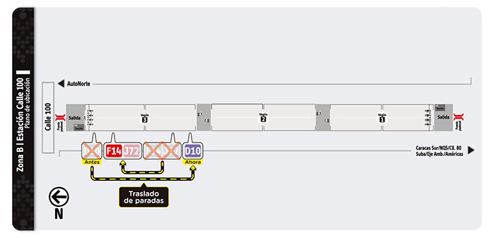 Plano de la estación de la estación Calle 100