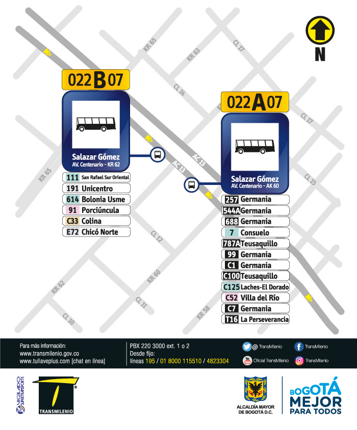 Paraderos en la Avenida Centenario con Carrera 60 y Carrera 62  