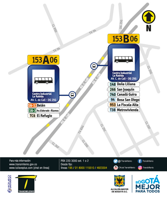 Paraderos en la Avenida Calle 32 con Carrera 13A