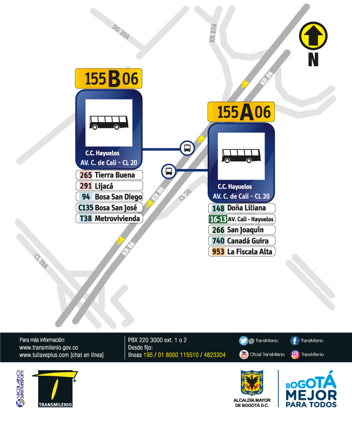 Paraderos en la Avenida Ciudad de Cali con Calle 20