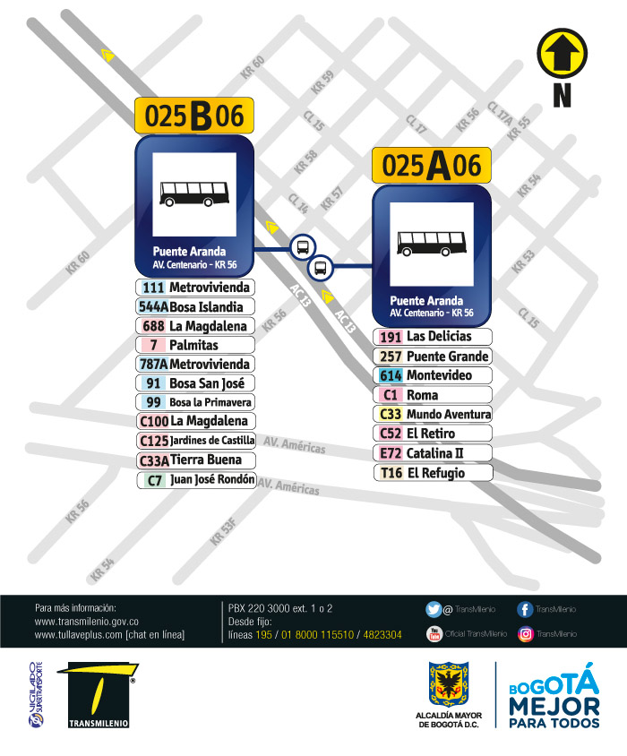 Paraderos en la Avenida Centenario con Carrera 56