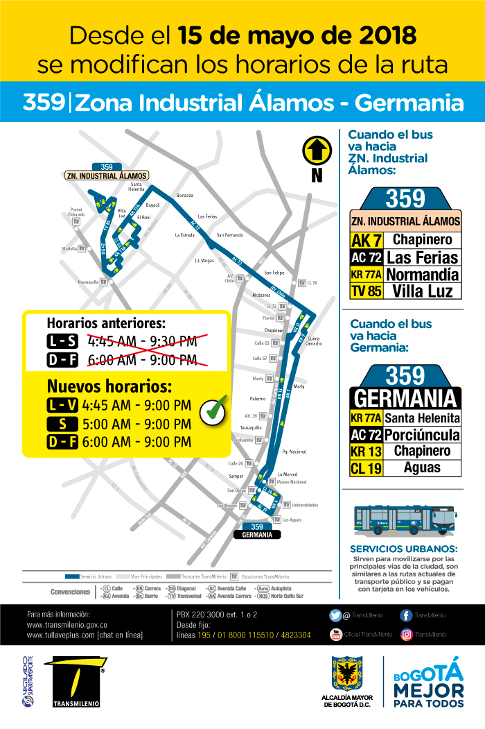 Cambios de horario de la ruta 359