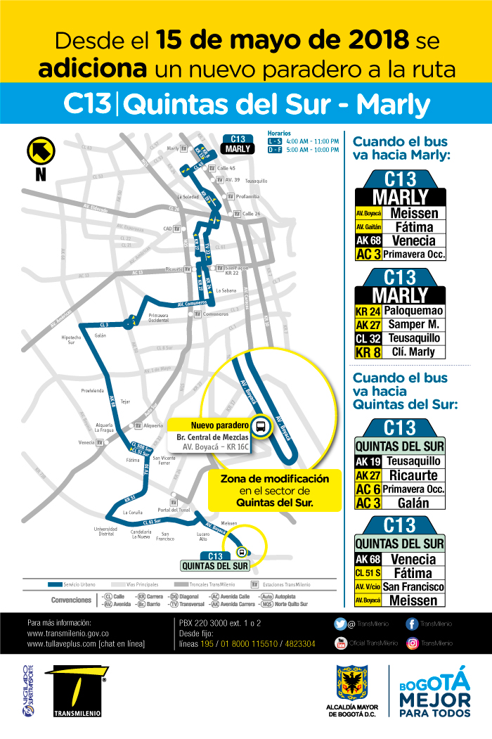 Cambios de la Ruta urbana C13