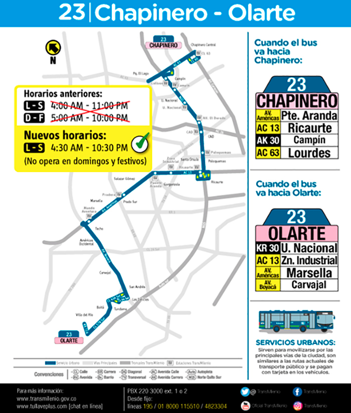 Ajuste de horario de la ruta 23