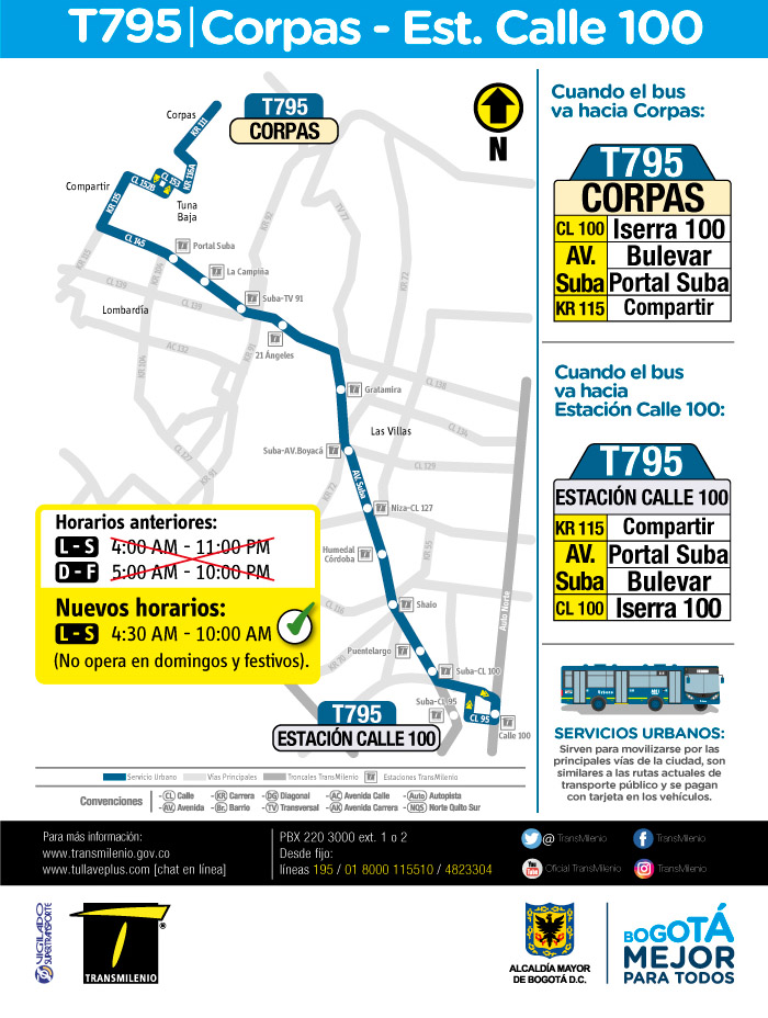 Mapa del servicio urbano T795 y su nuevo horario a partir del 12 de junio