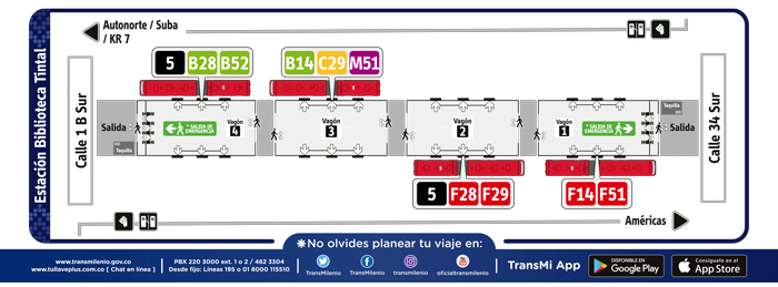 Paradas de la estación Biblioteca Tintal