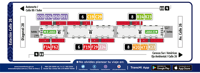 Paradas de la estación Calle 26