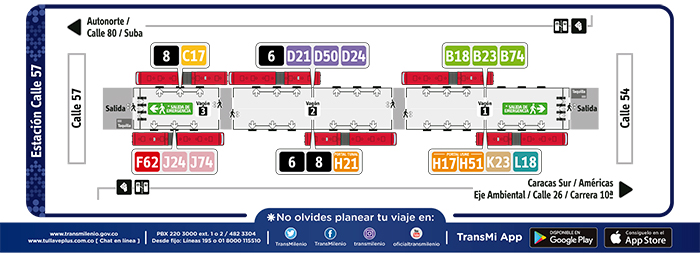 Paradas de la estación Calle 57