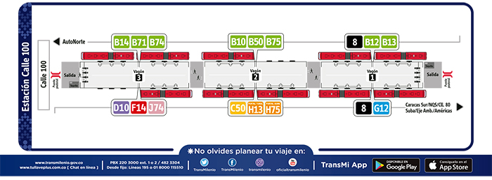 Paradas de la estación Calle 100