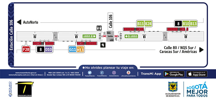 Paradas de la estación Calle 106