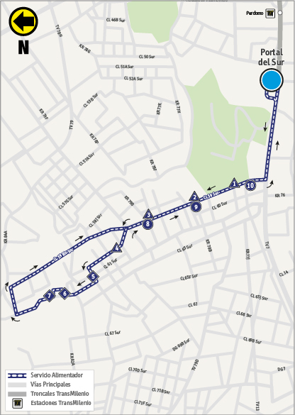 Mapa de la ruta alimentadora a partir del 16 de julio de 2018