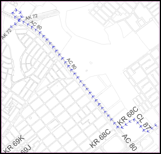  Mapa del desvío por la Av. Carrera 68