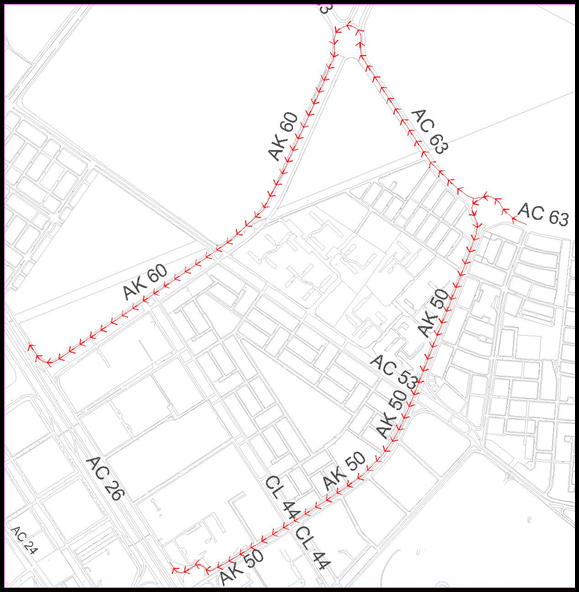 Desvío Avenida Calle 63 sentido oriente