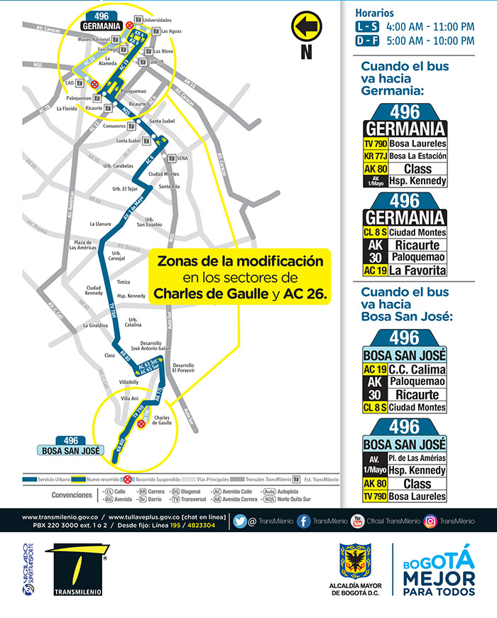 Mapa del ajuste de la ruta 496