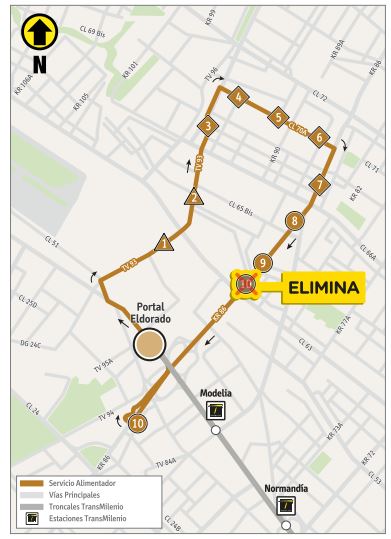 Mapa del recorrido de la ruta 16-3