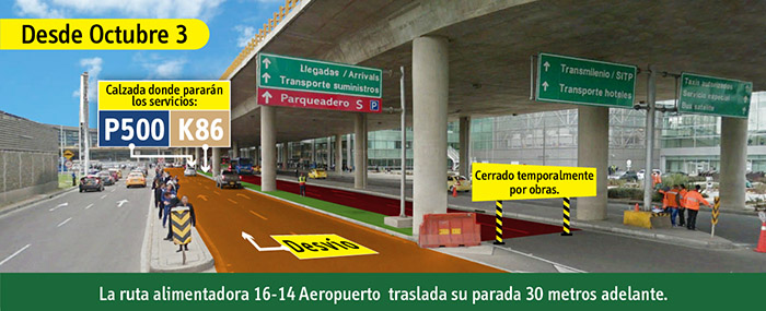 Entrada Vehicular y de transporte del Aeropuerto Internacional el Dorado