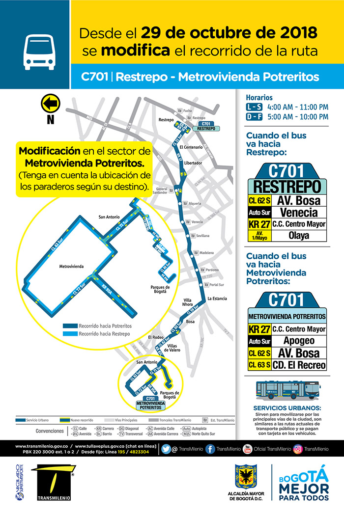 Mapa de la ruta urbana C701