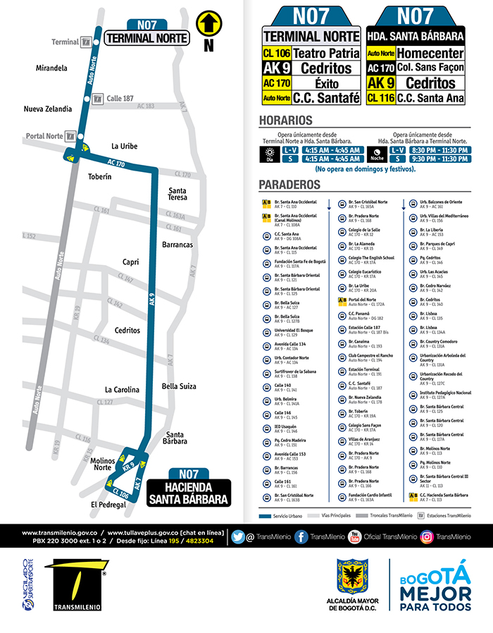 Recorrido de la ruta N07