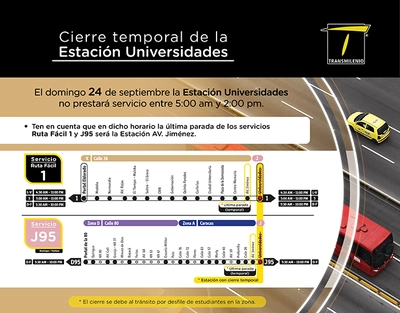 Estaci&oacute;n universidades suspender&aacute; temporalmente el Servicio