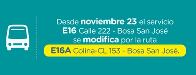 ¡Atención usuarios ruta E16 del SITP!