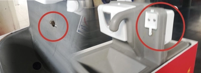 Vandalismo y da&ntilde;os en lavamanos port&aacute;tiles de TransMilenio