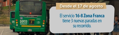 Servicio alimentador 16-8 Zona Franca aumenta sus paradas