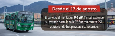 Servicio alimentador 9-5 Avenida Tintal extiende su trazado