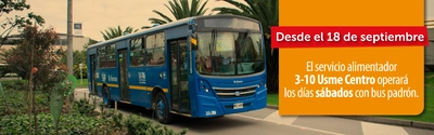 Servicio alimentador 3-10 Usme Centro operar&aacute; lo s&aacute;bados con bus padr&oacute;n