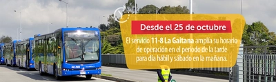 Servicio Alimentador 11-8 La Gaitana ampl&iacute;a su horario