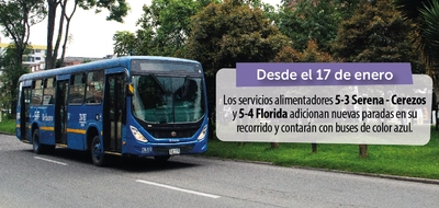 Servicios alimentadores 5-3 Serena - Cerezos y 5-4 Florida modifican su recorrido