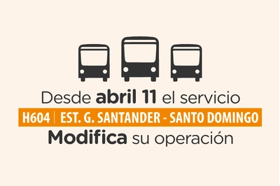 H604 Estaci&oacute;n General Santander-Santo Domingo presenta novedad en su recorrido