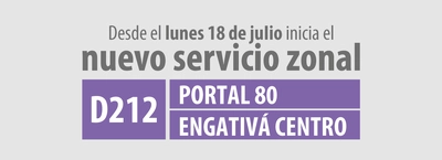 Nueva ruta zonal D212 Portal 80-Engativ&aacute; Centro