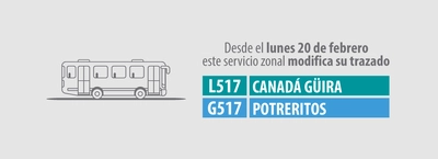 Servicio zonal L517 - G517 modifica su operaci&oacute;n
