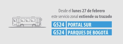 Ruta G524 Portal Sur - Parques de Bogot&aacute; extiende su trazado