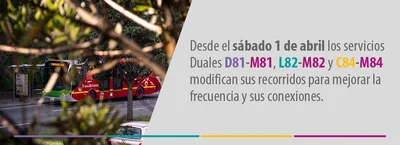Servicios duales D81 - M81, L82 - M82 y C84 - M84 modifican sus recorridos