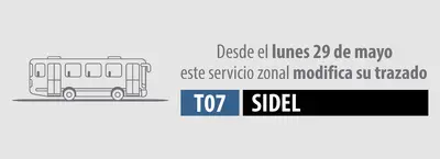 Ruta T07 Sidel modifica su trazado en el horario nocturno