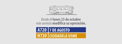 Servicio zonal A720 7 de agosto - H720 Ciudadela Usme