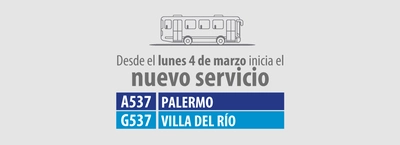 Nuevo zonal servicio A537 Palermo - G537 Villa del R&iacute;o