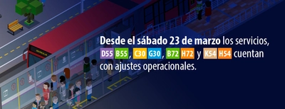 Servicios troncales D55-B55, C30-G30, B72-H72 y K54-H54 modifican su operaci&oacute;n