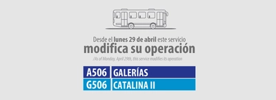 Rutas A506-G506 presentan novedad su operaci&oacute;n