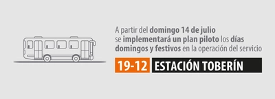 Servicio 19-12 har&aacute; plan piloto domingos y festivos