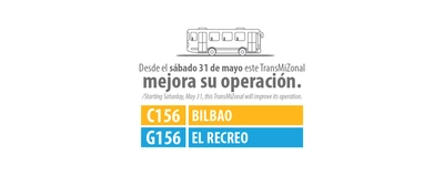 Modificación del recorrido en el servicio C157 Bilbao - G156 Metrovivienda