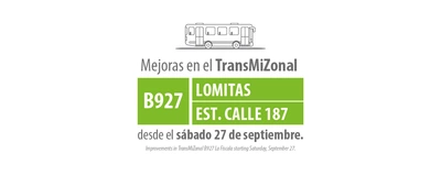 Servicio TransMiZonal B927 ajusta su trazado