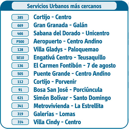 Rutas Urbanas cercanas al servicio T05