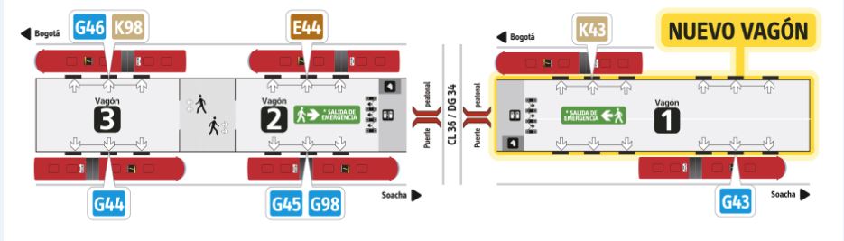 Nuevo vagón estación Terreros, servicios habilitados G43, K43