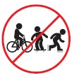 Prohibido montar bicicleta, patines, patinetas