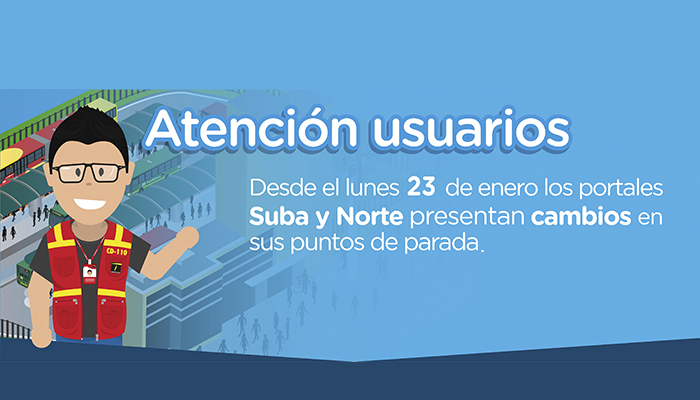 Cambio de paradas de algunos servicios troncales en portal del norte y portal de suba