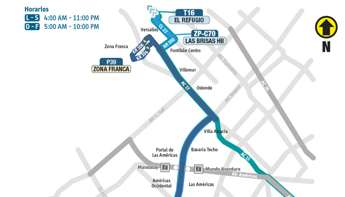 Servicio Urbano P39 Zona Franca Arabia modifica su recorrido