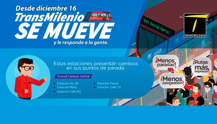 Desde el 16 de diciembre TransMilenio implementa nuevos cambios en estaciones de la troncal Caracas - Centro  