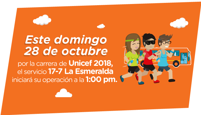 Hay ajuste en la ruta 17-7 por carrera atl&eacute;tica Unicef 2018